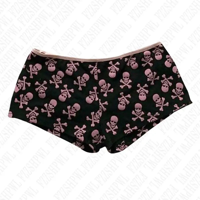 Spicy Girls Y2K Shorts Skull Aesthetics Graphic Print Punk Trousers Streetwear Rock Gothic Hot pants Retro Hip Hop Casual Pants