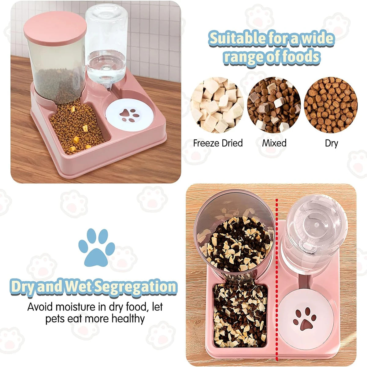 Automatic Pet Feeder & Water Dispenser Set - 2-in-1 Gravity System