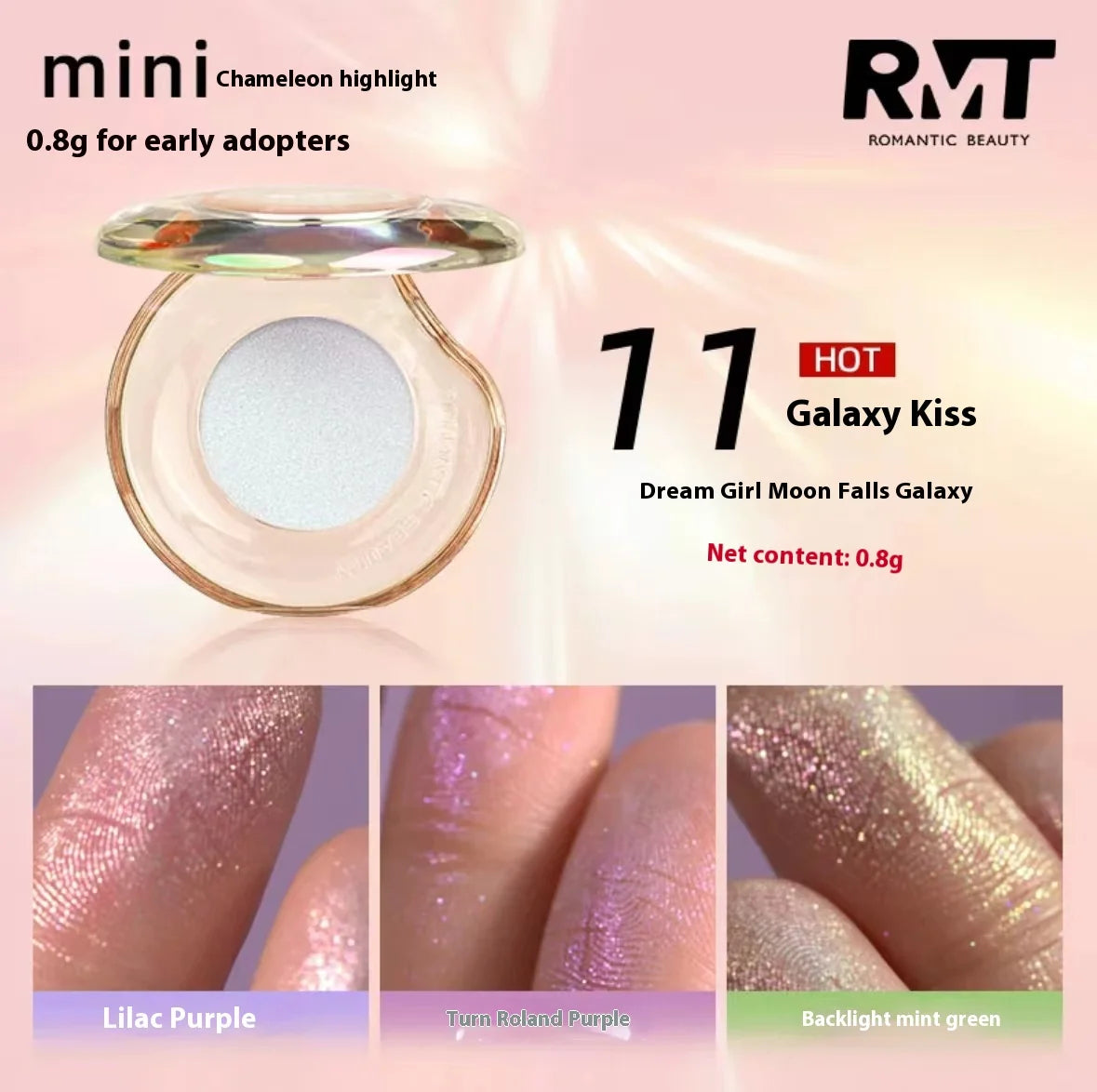 RMT High Gloss Chameleon Highlight Matte Purple Fine Powder Cream Blusher Shiny Face Brightening Integrated Plate ROMATIC Makeup