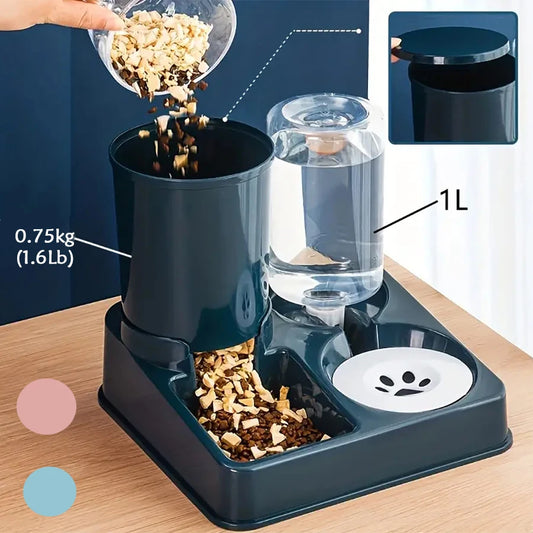 Automatic Pet Feeder & Water Dispenser Set - 2-in-1 Gravity System