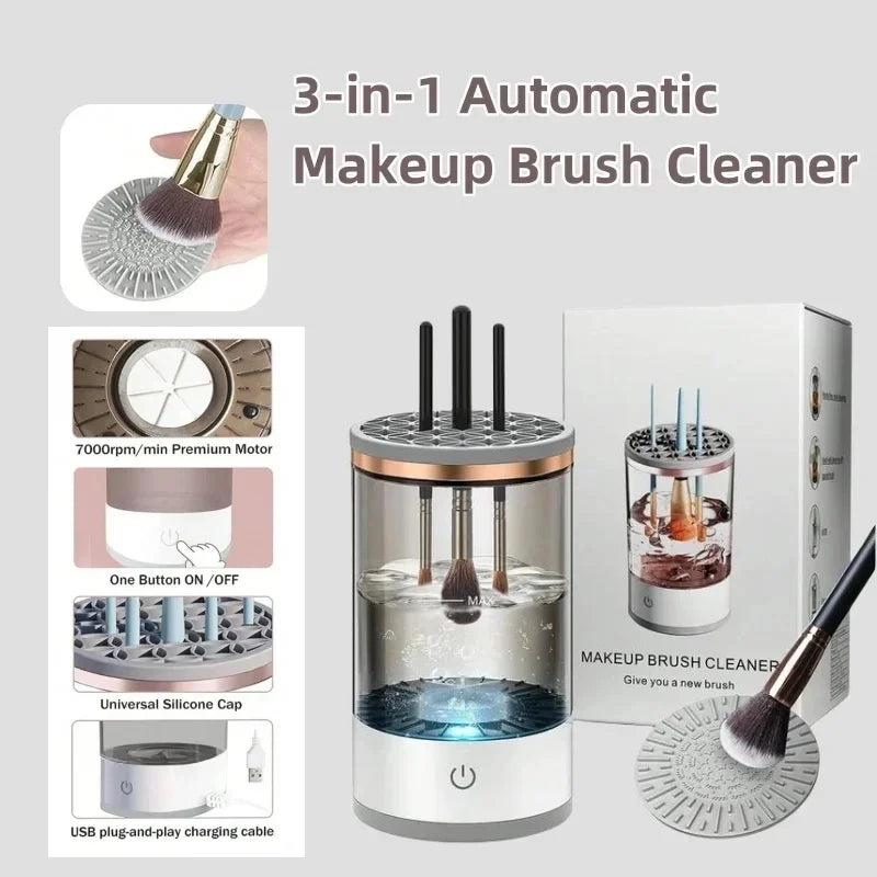 USB Plug Portable Electric Makeup Brush Cleaner with Rubber Makeup Machine Electric USB Quick Cleaner Cleaning Brush Collar Brus