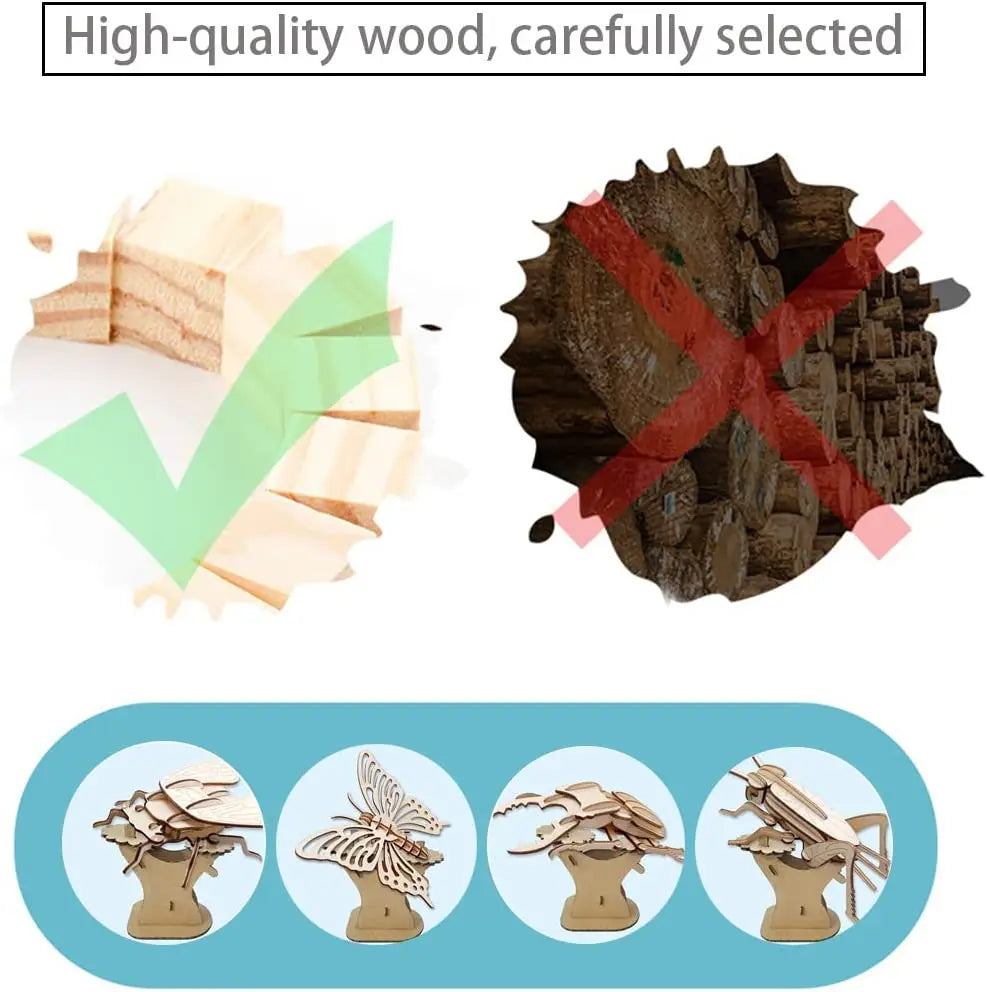 3D Wooden Puzzle - DIY Assembly Model Kit for Kids & Adults