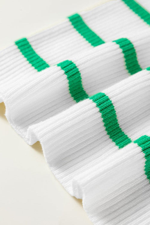 Scalloped Scoop Neck Ribbed Sweater - Slim Fit Knit Top